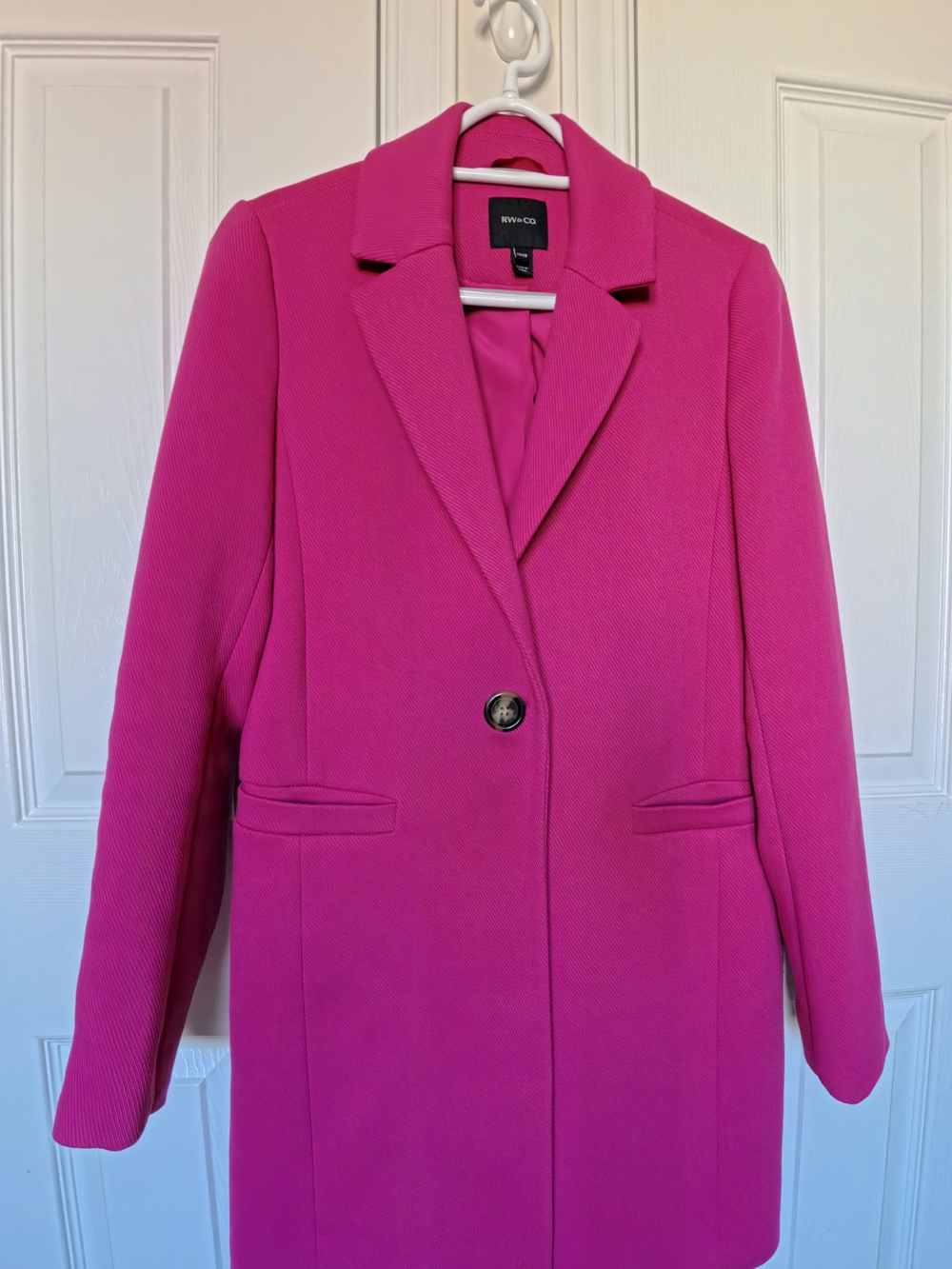 RW&CO. Women's Bright Pink Single-Button Pea Coat